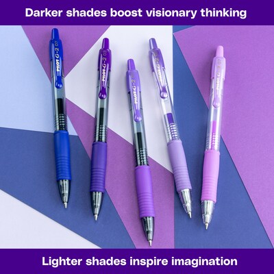 Pilot G2 Purples Retractable Gel Pen, Fine Point, 0.7mm, Assorted Ink, 5/Pack (XPO32001)