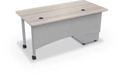 MooreCo Avid Modular Single Pedestal Instructor Desk, Grey Elm (91774-8201-8201)