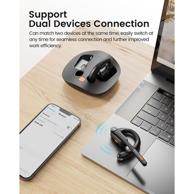 EKSAtelecom S30 Bluetooth Open-Ear Air-Conduction Headset with Microphone, True Wireless with Charging Case, Black (T-QM01-01)