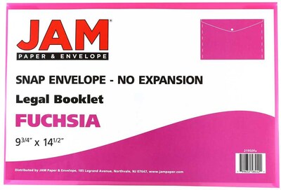JAM Paper Premium Plastic Document File, 1 Pocket, Legal, Fuchsia Pink, 3/Pack (219S0fux3)