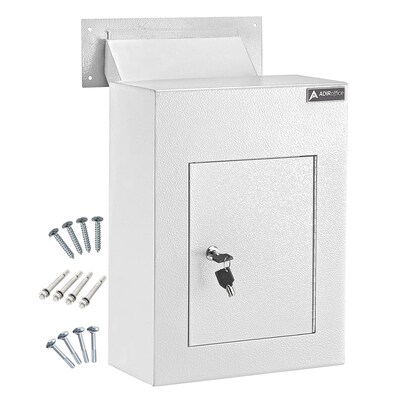 AdirOffice Large Wall Mounted Mailbox Drop Box, White (631-10-WHI)