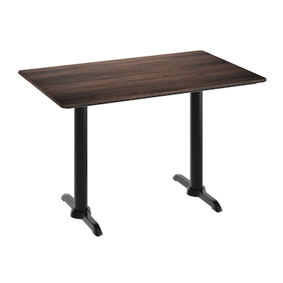 Flash Furniture Acadia Wooden Dining Table with T-Bases, 30D x 48W, Dark Brown/Black Base (ST3048WBRT0522)