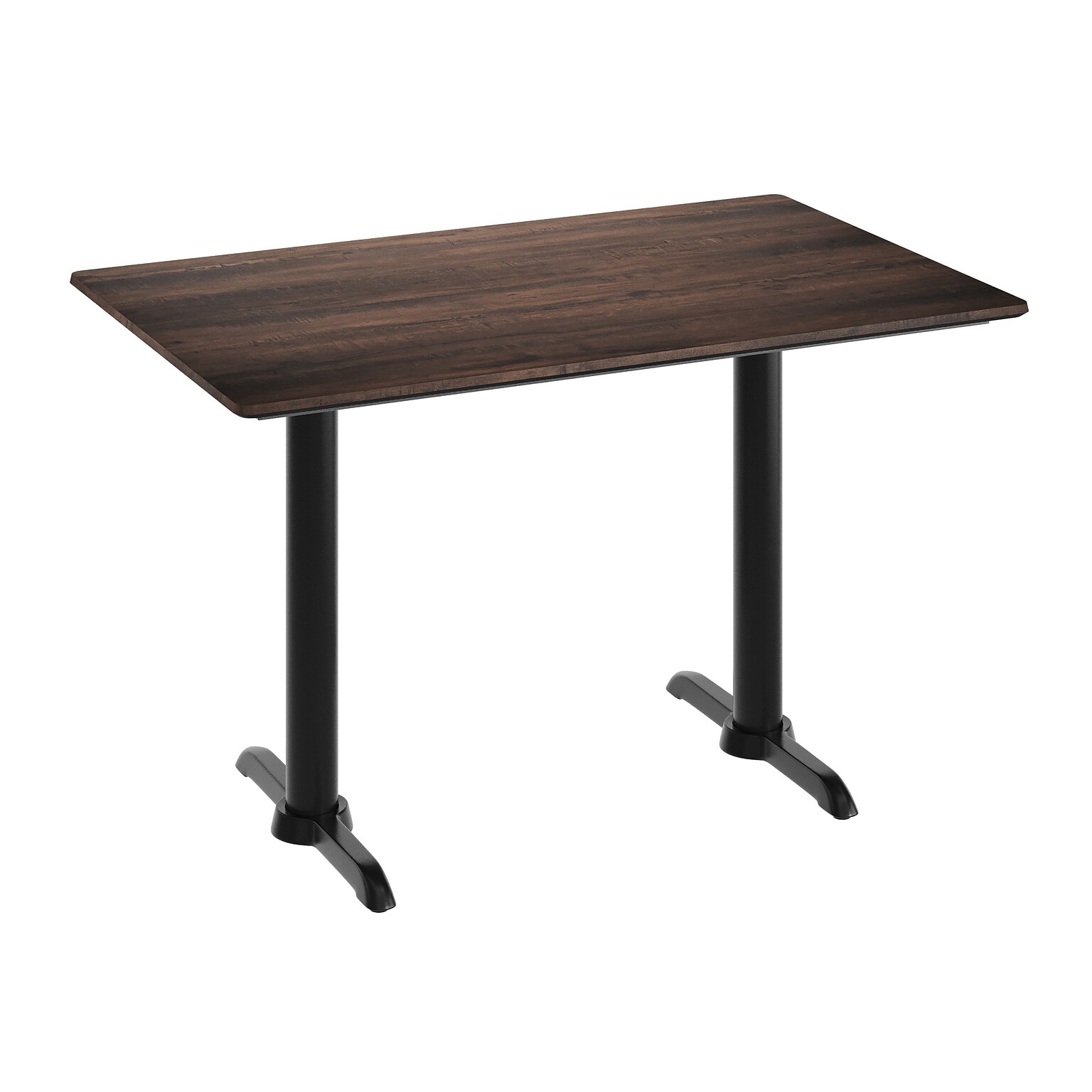 Flash Furniture Acadia Wooden Dining Table with T-Bases, 30D x 48W, Dark Brown/Black Base (ST3048WBRT0522)