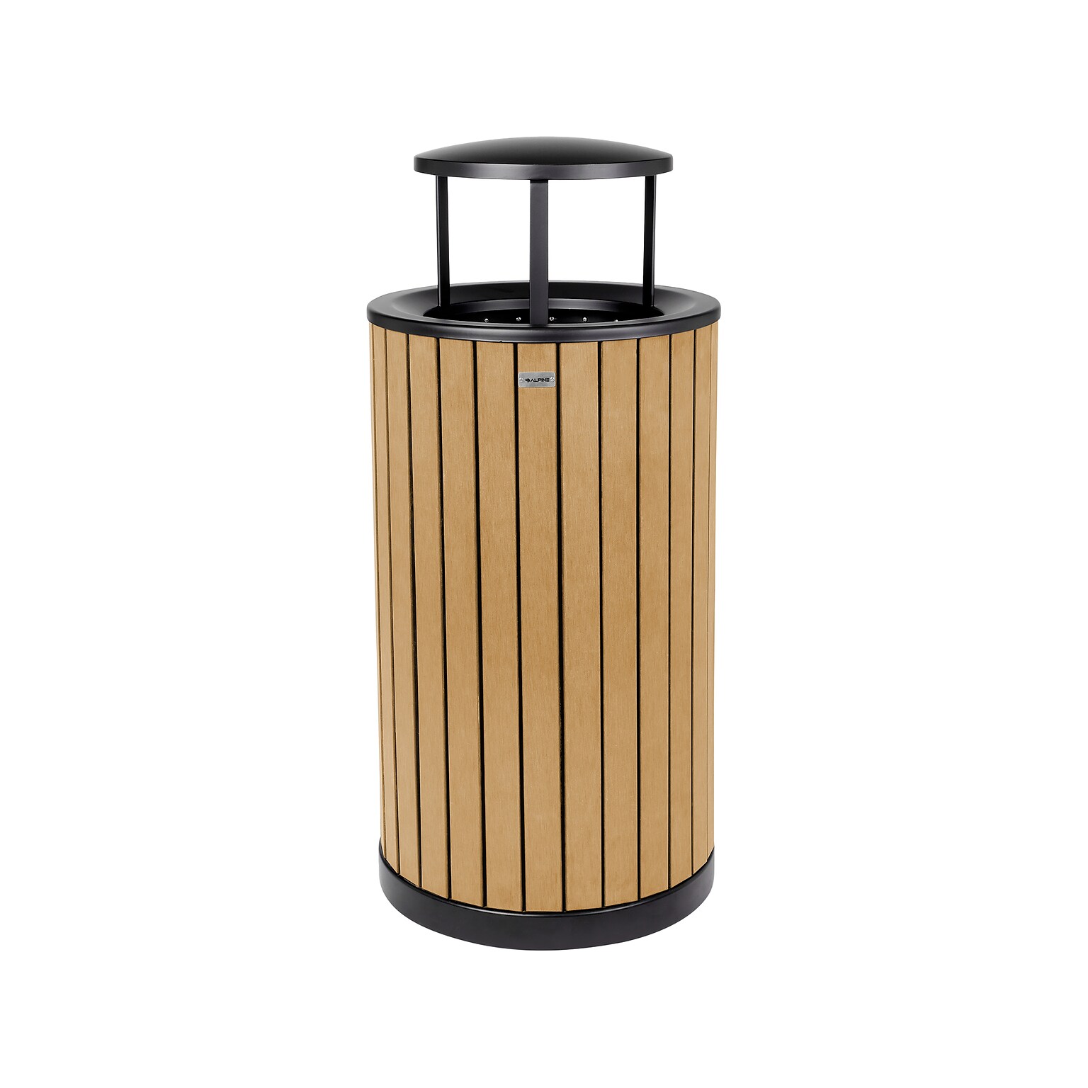 Alpine Industries Steel Outdoor Trash Can with Rain Bonnet Lid, 32 Gallon, Cedar (ALP4400-01-CD-RB)