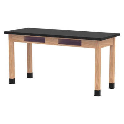 Diversified Woodcrafts PerpetuLab Book Compartment Rectangular Science Lab Table, 60" x 24", Oak (C7602BK30N)