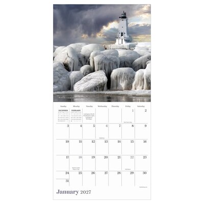 2027 TF Publishing Lighthouses 7 x 7 Monthly Wall Calendar, Multicolored (27-2003)