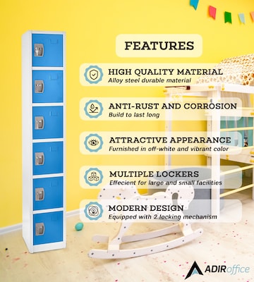 AdirOffice 72'' 6-Tier Blue Storage Locker (629-206-BLU)