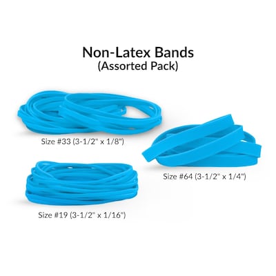 Alliance Non-Latex Multi-Purpose Assorted Rubber Bands, Cyan Blue, 250/Pack (42549)