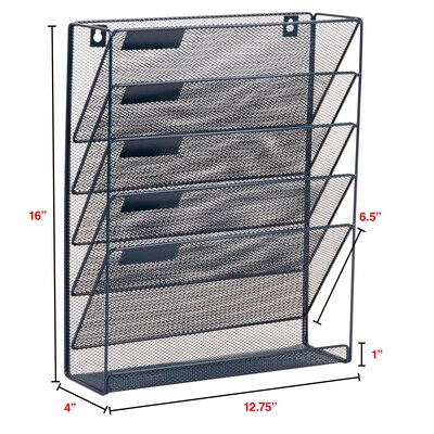 Staples 5-Pocket Metal Mesh Mountable Wall File, Letter Size, Navy Blue (ST63850)