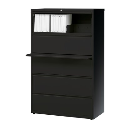 Quill Brand® HL8000 Commercial 5-Drawer Lateral File Cabinet, Locking, Letter/Legal, Black, 36"W (21754D)