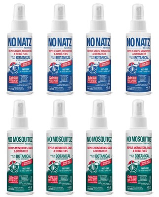 No Natz & No Mosquitoz Natural DEET-Free Insect Repellent Spray Gnats & Mosquitoes, Fresh & Woodsy Scent, 4oz, 8/Pack (BND04610)