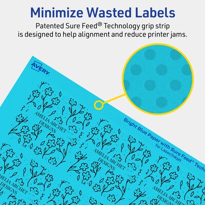 Avery Printable Square Multipurpose Labels, 2-1/8" x 2-1/8", Bright Blue, 120/Pack (94105)