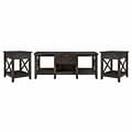 Bush Furniture Key West Coffee Table with 2 End Tables, Dark Gray Hickory (KWS023GH)