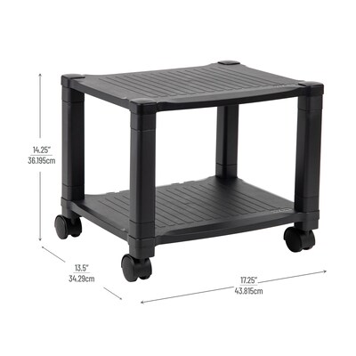 Mind Reader 2-Shelf Mobile Printer Utility Cart with Wheels, Black (PRCARTSM-BLK)