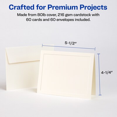 Avery Embossed General Use Note Cards, Matte Ivory, 60/Pack (08317)