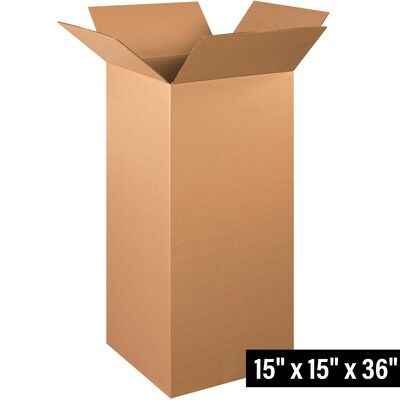 15 x 15 x 36 Shipping Boxes, 32 ECT, Brown, 15/Bundle (151536)