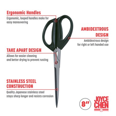 Joyce Chen Deluxe Unlimited 8 in. Kitchen Scissor, Dark Olive (J51-8001)
