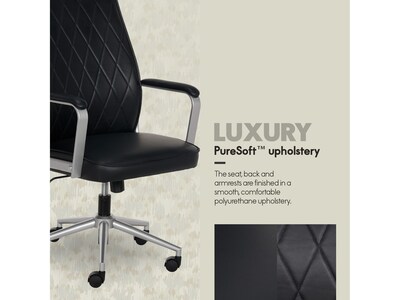 Elle Decor Amelia Ergonomic Polyurethane Swivel Computer and Desk Manager Chair, Black (60095-BLK)