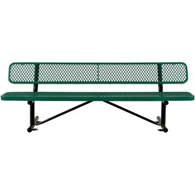 Global Industrial 8 Outdoor Steel Bench w/ Backrest, Expanded Metal, Green (277155GN)