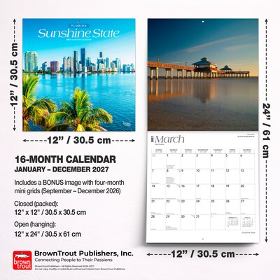 2027 BrownTrout Florida Places 12" x 12" Monthly Wall Calendar (9798330710867)