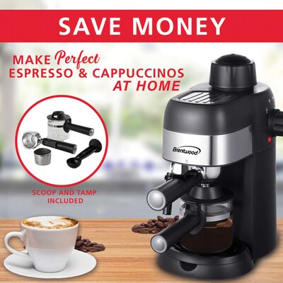 Brentwood 4-Cups Coffee & Espresso Machine, Black (BTWGA134BK)