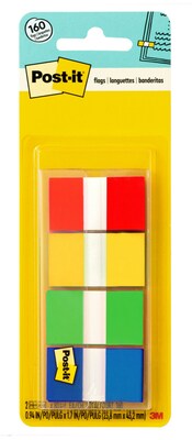 Post-it® Flags, .94 Wide, Assorted Colors, 160 Flags/Pack (680-RYGB2)