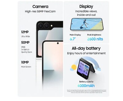 Samsung Galaxy Z Flip6 5G Foldable Unlocked Smartphone Cell Phone, 256GB, Phantom Black (SM-F761UZKAXAA)