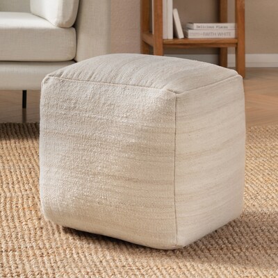 Anji Mountain Mojave Ivory Fabric Square Pouf Ottoman (AMBPF186-1818)