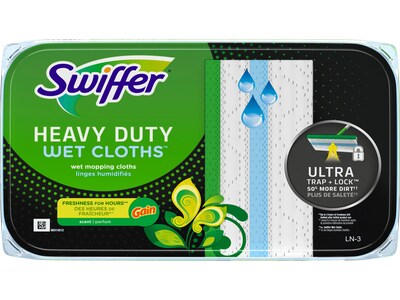 Swiffer Heavy-Duty Wet Cloths, Gain Scent, White, 10/Pack (76471)