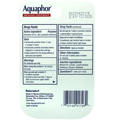Aquaphor Advanced Therapy Healing Ointment, 0.25 oz Mini Jar, 6 Jars/Traypack, 8 Traypacks/Carton