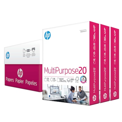 HP 8.5 x 11 Multipurpose Paper, 20 lbs., 96 Brightness, 1500 Sheets/Carton (112530)