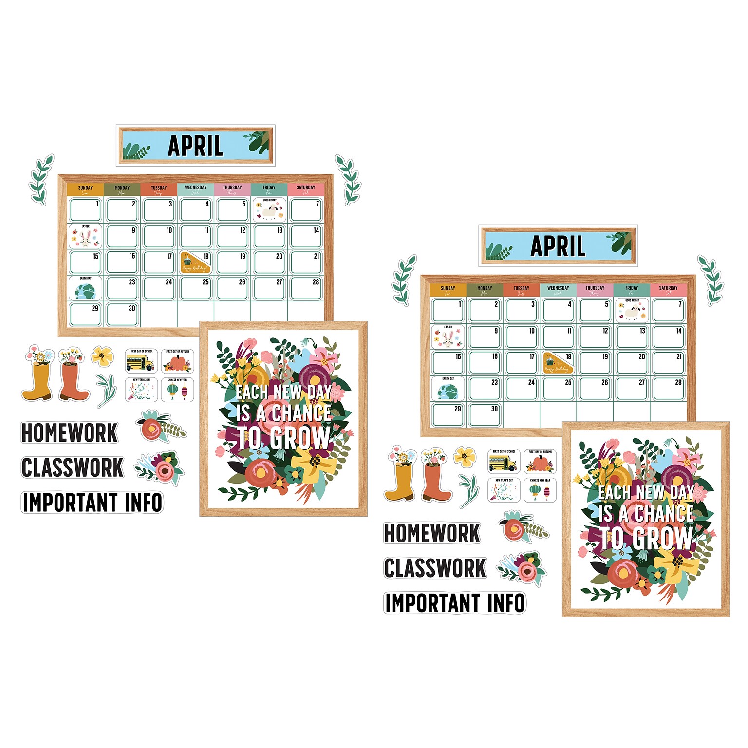 Carson Dellosa Education Grow Together Calendar Bulletin Board Set, 2 Sets/Bundle (CD-110565-2)