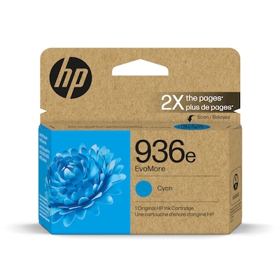 HP 936e EvoMore Cyan High Yield Ink Cartridge, Prints Up to 1,650 Pages (4S6V3LN)