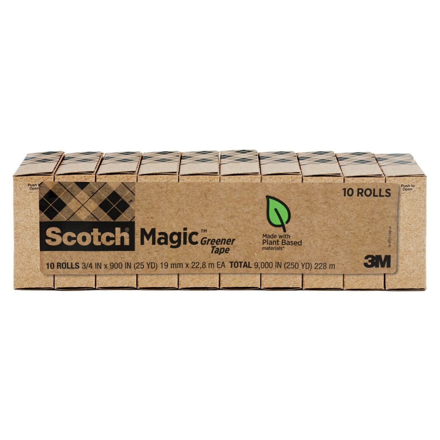 Scotch Magic Greener Invisible Clear Tape Refill, 0.75 x 25 yds., 1 Core, Invisible, 10 Rolls/Pack (81210P)