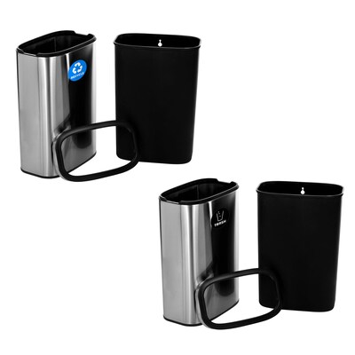 Alpine Industries Commercial Indoor Dual-Stream Recycling Station, 10.5 Gallon, Stainless Steel (ALP470-40L-R-T)
