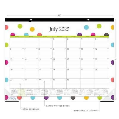 2025-2026 Blue Sky Teacher Dots 22 x 17 Academic Monthly Wall Calendar (105496-A26)