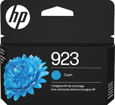 HP 923 Cyan Standard Yield Ink Cartridge, Prints Up to 400 Pages (4K0T0LN)