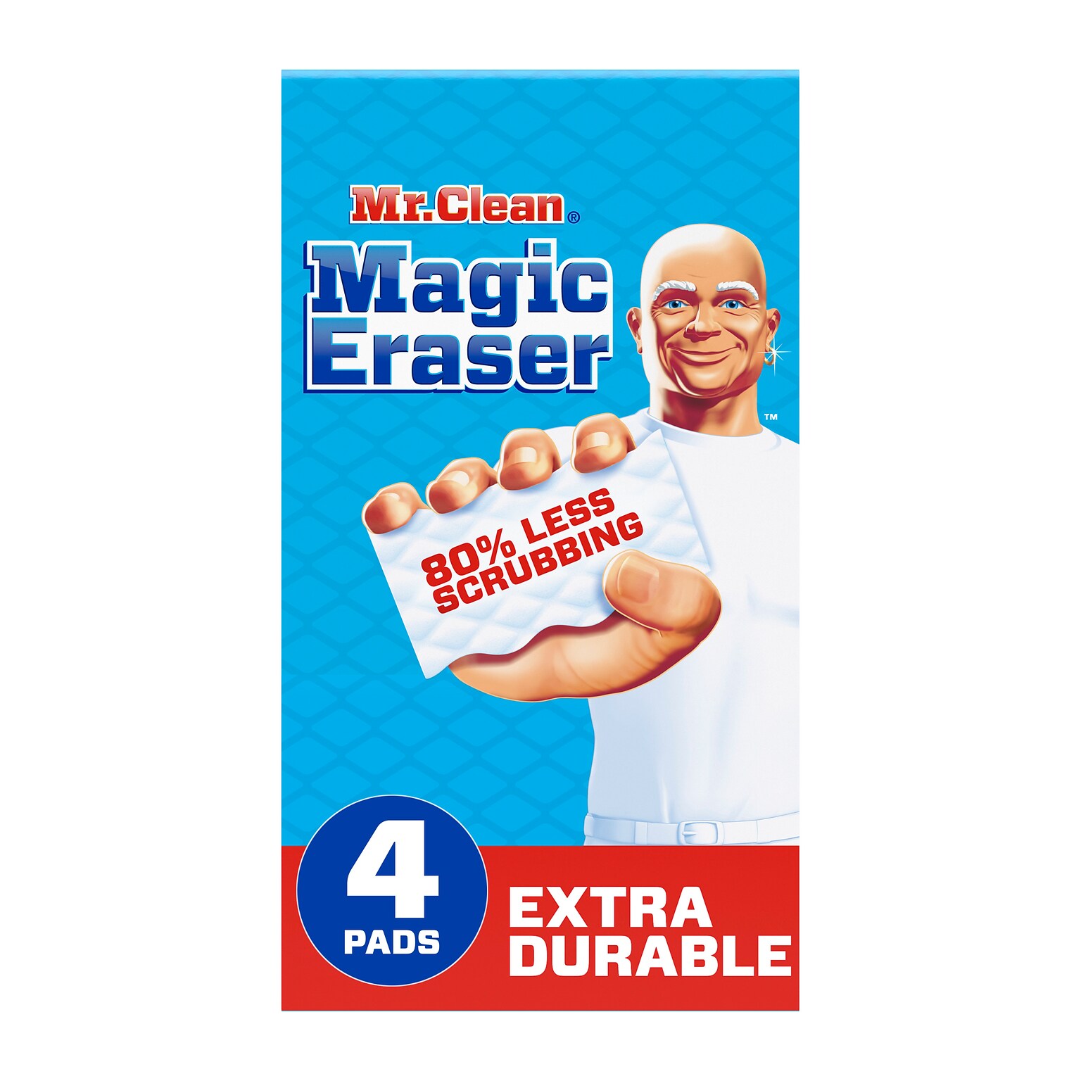 Mr. Clean Magic Eraser Extra Durable Scrubbers, White, 4 Scrubbers/Pack (82038)