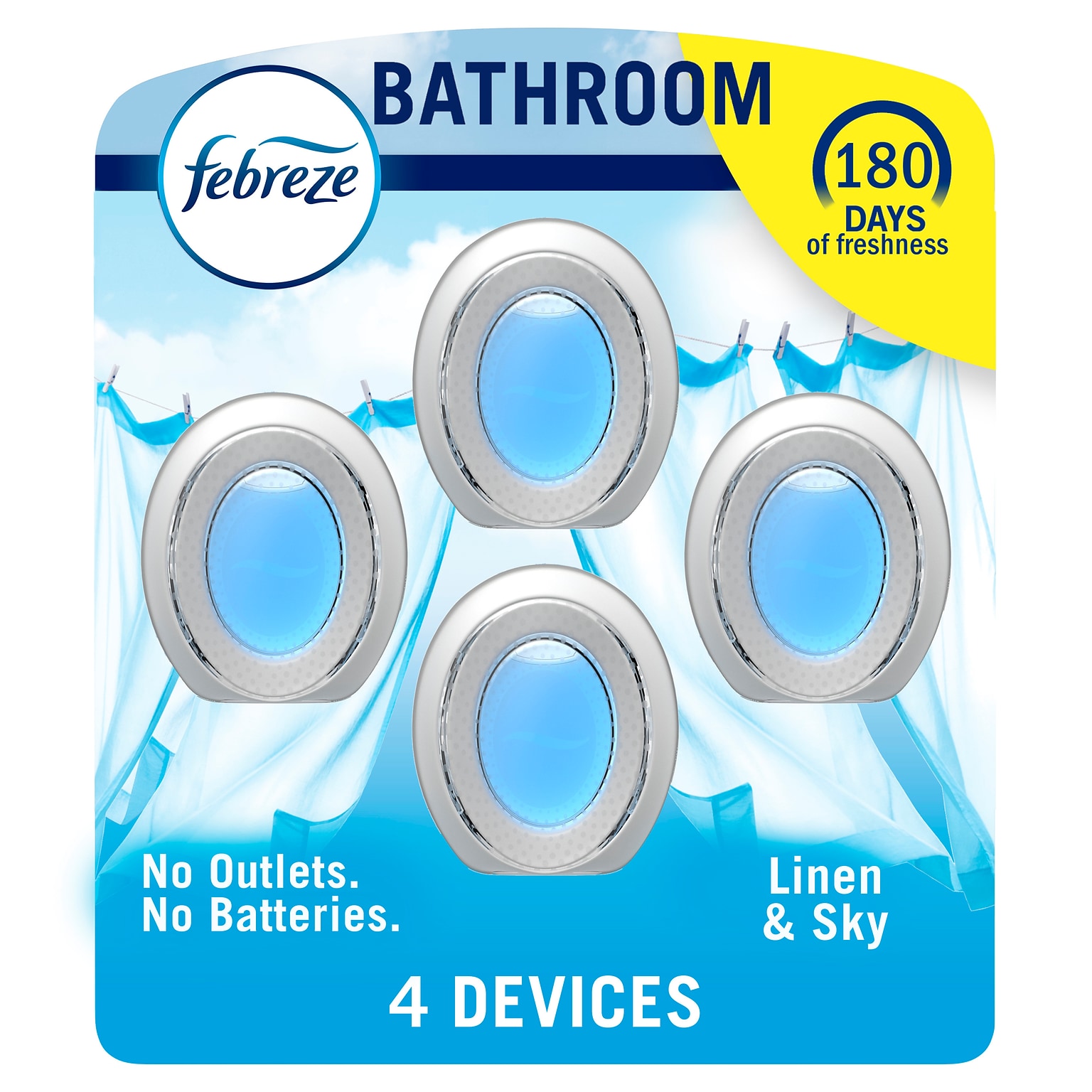 Febreze Small Spaces Air Freshener Solid, Linen & Sky Scent, 0.25 fl. oz., 4/Pack (2572)