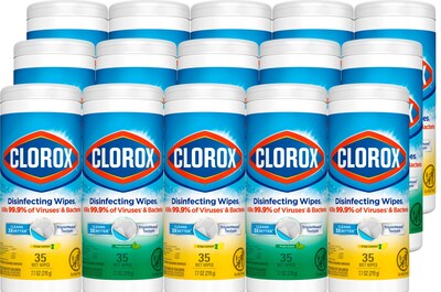 Clorox Value Pack Disinfecting Wipes, 35 Wipes/Canister, 3/Pack, 15/Carton (30112) | Quill