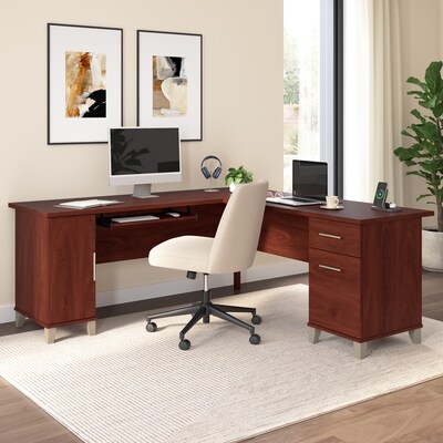 Bush Home Somerset 72 W L Shaped Office Desk with Storage, Hansen Cherry (WC81710K)