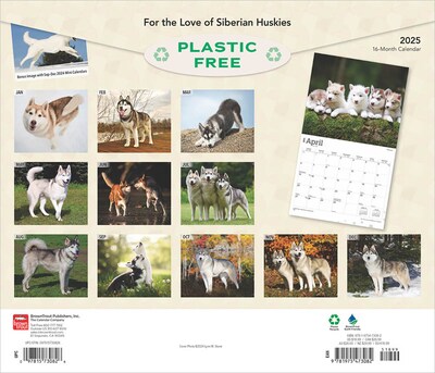 2025 BrownTrout For the Love of Siberian Huskies 7 x 12 Monthly  Wall Calendar (9781975473082)
