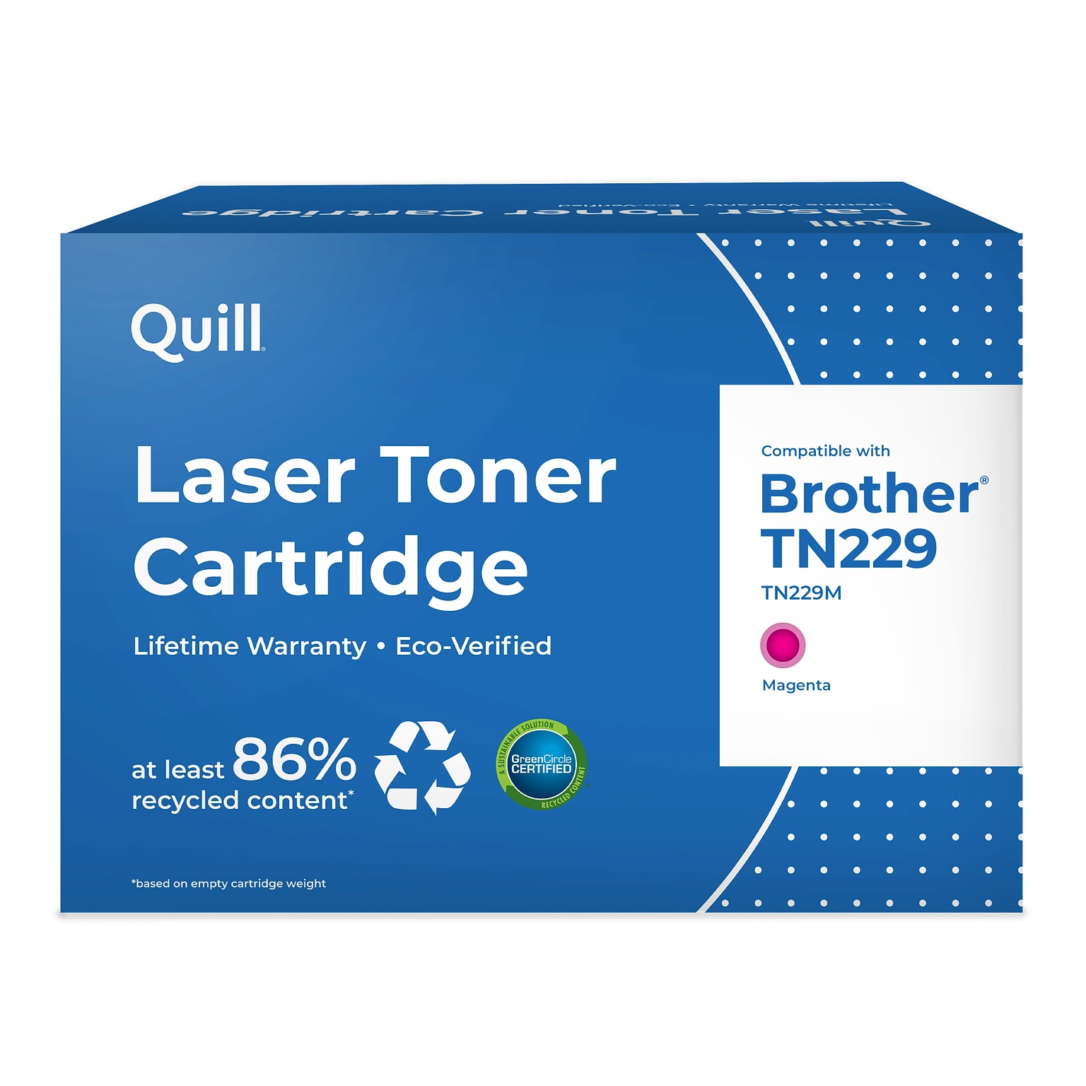 Quill TN229 Remanufactured Magenta Standard Yield Toner Cartridge Replaces Brother TN229M, Prints up to 1,200 pages (QUL201682P)