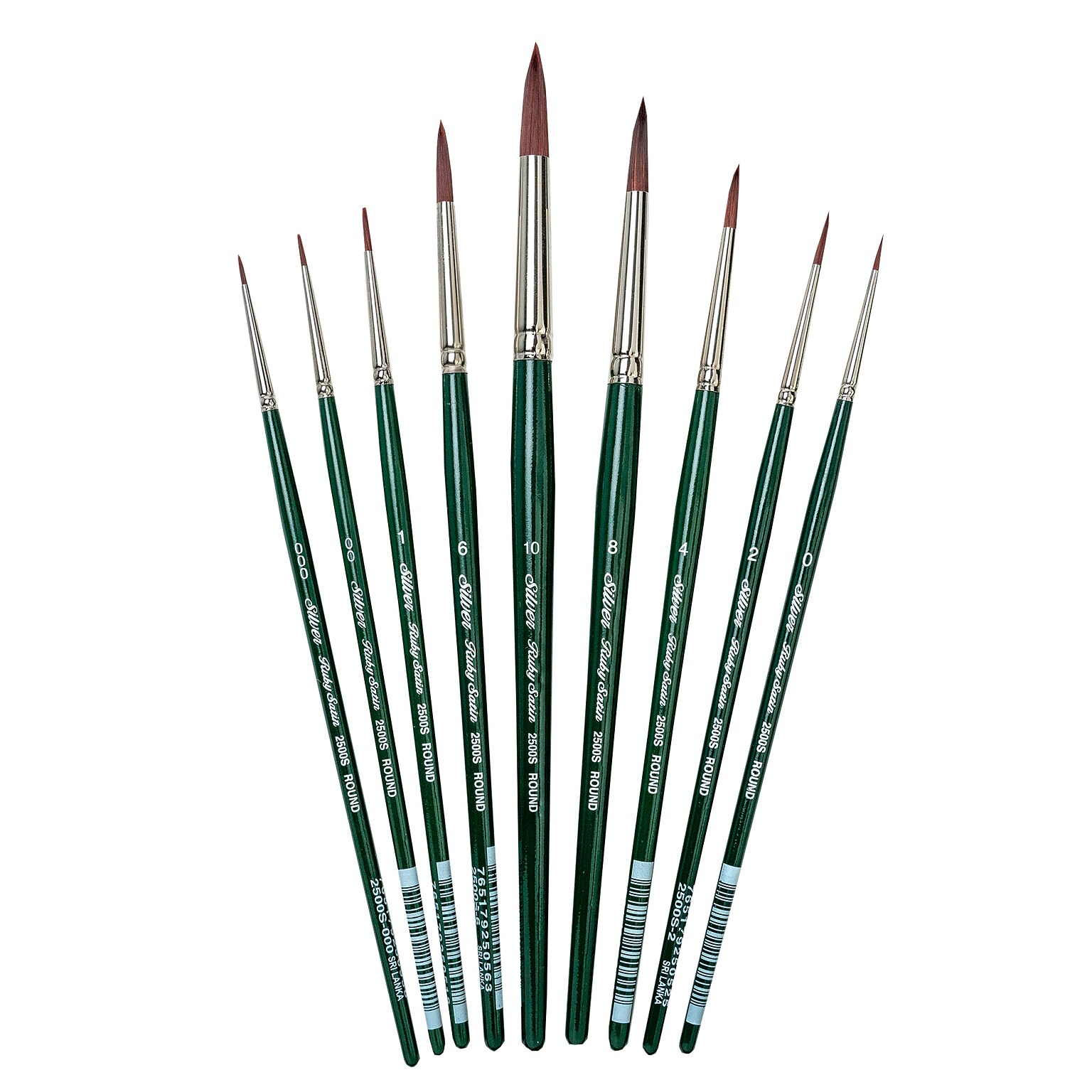 Silver Brush Ruby Satin Round Brushes, 9/Pack (SLVRS2599)