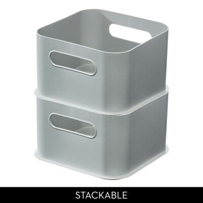 Plastic Storage Bins with Handles for Household Storage and Organization - Ideal for Kitchen, Bathroom, or Home Office