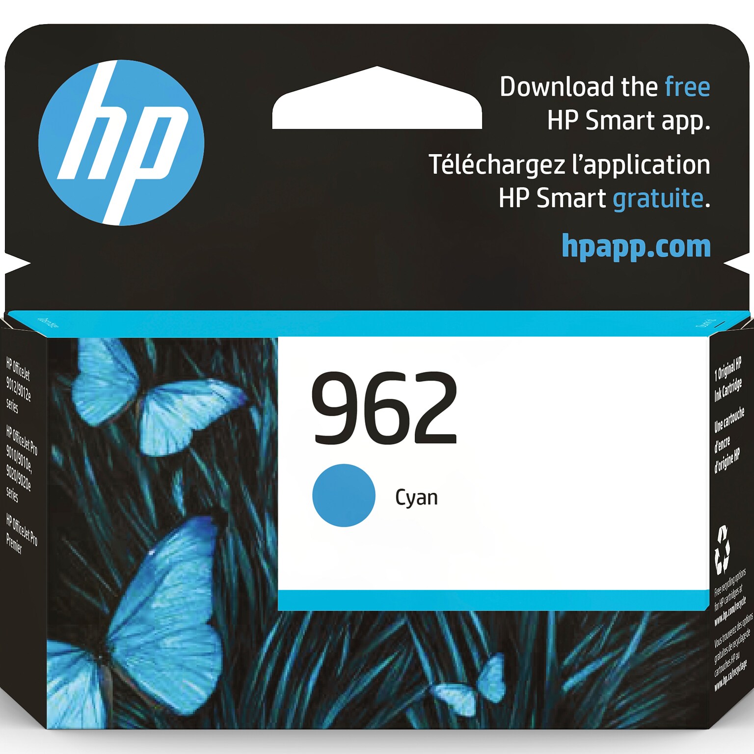 HP 962 Cyan Standard Yield Ink Cartridge, Prints Up to 700 Pages (3HZ96AN#140)