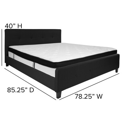 Flash Furniture Tribeca Tufted Upholstered Platform Bed in Black Fabric with Memory Foam Mattress, King (HGBMF24)