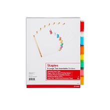 Staples Large Tab Insertable Dividers, 8-Tab, Assorted Colors (13492/11123)
