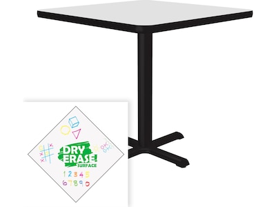 Correll Square-Shaped Dry-Erase Markerboard Cafe Table, 24" x 24", Frosty White/Black (BXT24DES-80)