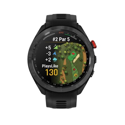 Garmin Approach S70 Golf Smartwatch, GPS, 42mm, Black Ceramic Bezel, Black Silicone Band (010-02746-02)